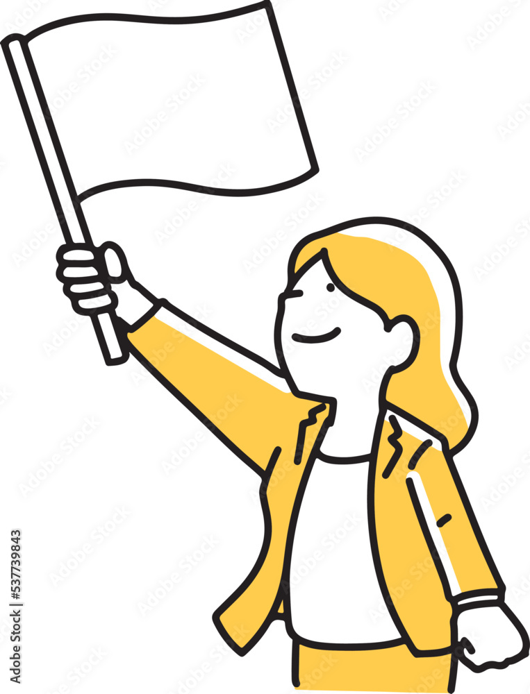 旗を振る女性 Stock Vector | Adobe Stock
