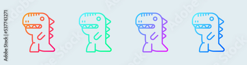 Dinosaur line icon in gradient colors. Jurassic signs vector illustration.