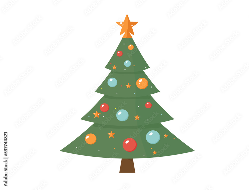 Christmas tree cartoon style Christmas tree cartoon style