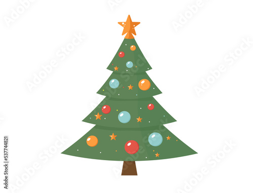 Christmas tree cartoon style
