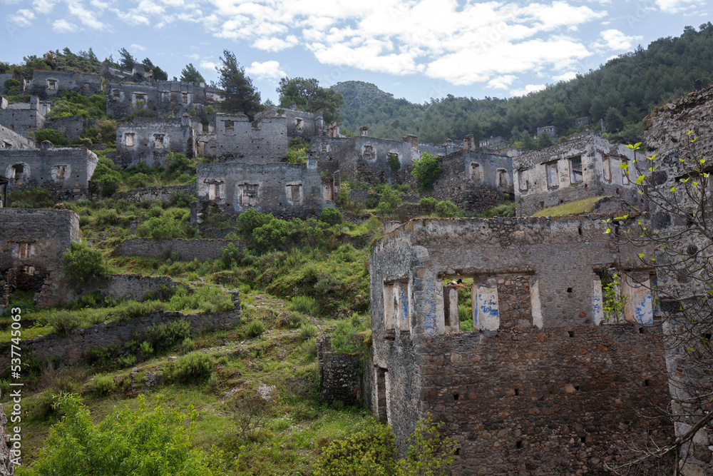 Kayakoy Town in Fethiye, Turky, It's a Turkish ghost town abandoned in a population exchange with Greece