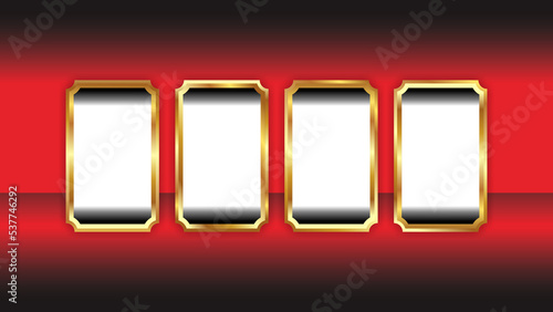 four column bar template for New Year 2023 theme, slot machine numbers spin to 2023 in red, black and gold