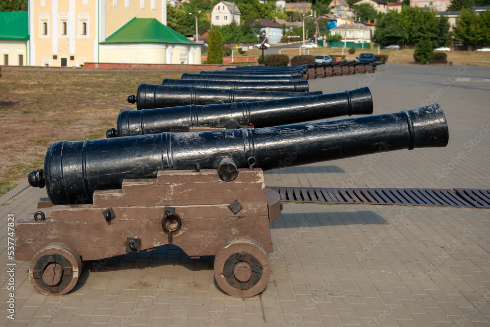 Guns and the Assumption Admiralty Church in Voronezh, Russia. Admiralteyskaya square Guns and the Assumption Admiralty Church in Voronezh, Russia. Admiralteyskaya square