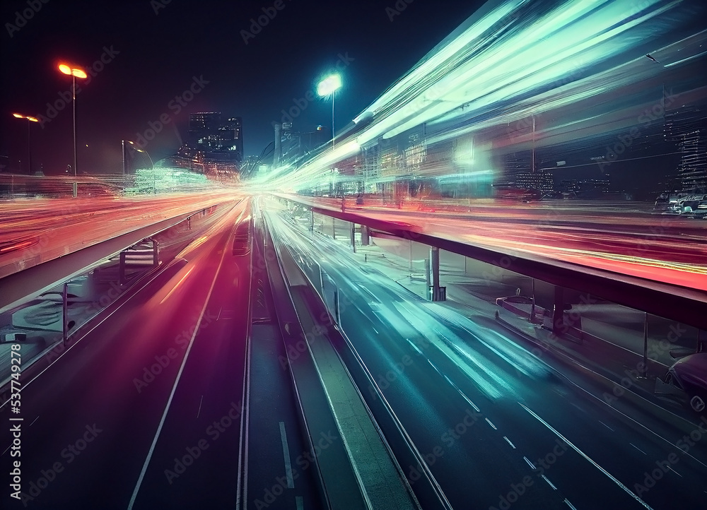 Long exposure traffic vehicle lights in unreal world Long exposure traffic vehicle lights in unreal world
