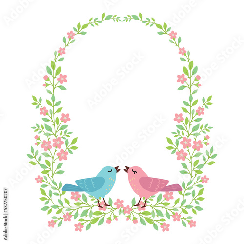 Arched floral gate frame with love birds