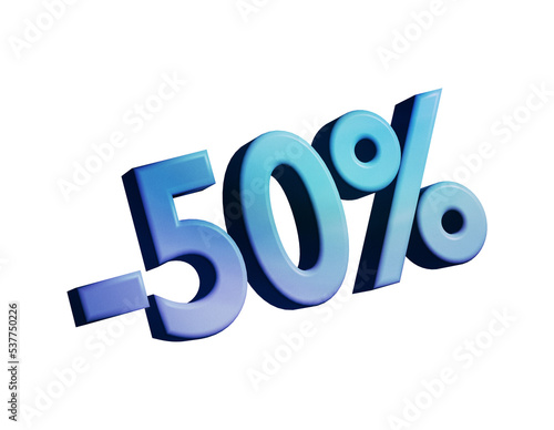 50 Percent sign discount 3d rendering