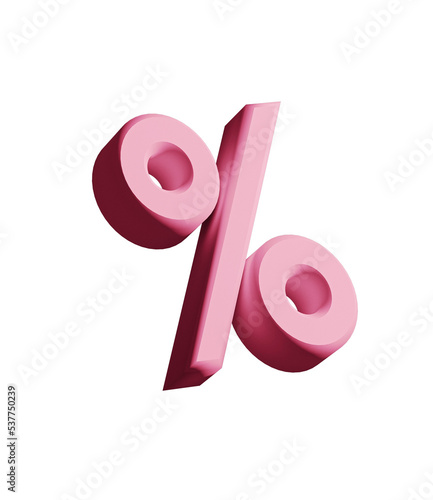 Percent sign percentage discount sale 3d Pink