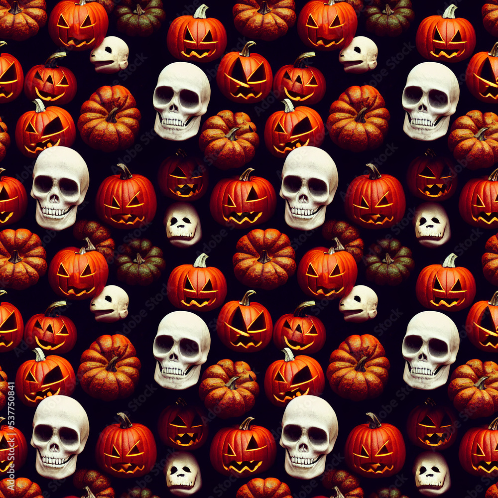 Halloween pumpkin with skulls