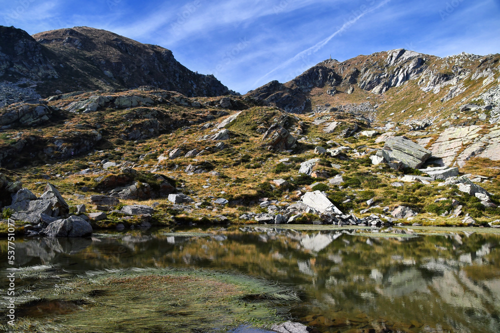Lake Pasci or Lake of Mombarone, located on the path that climbs to the top of Mombarone