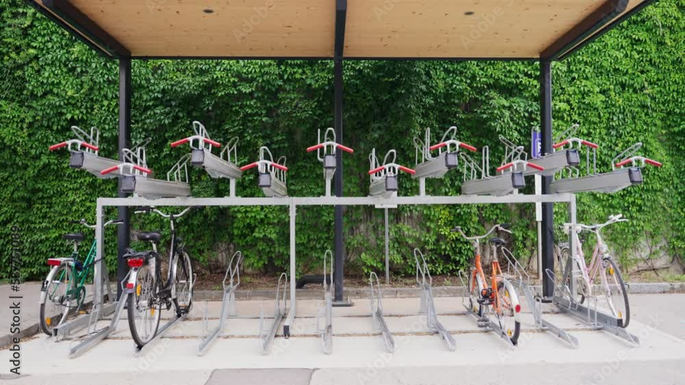 Bicycle Rack For Storage And Parking In The City Or Next To Train Bicycle Rack For Storage And Parking In The City Or Next To Train