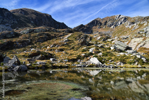Lake Pasci or Lake of Mombarone, located on the path that climbs to the top of Mombarone