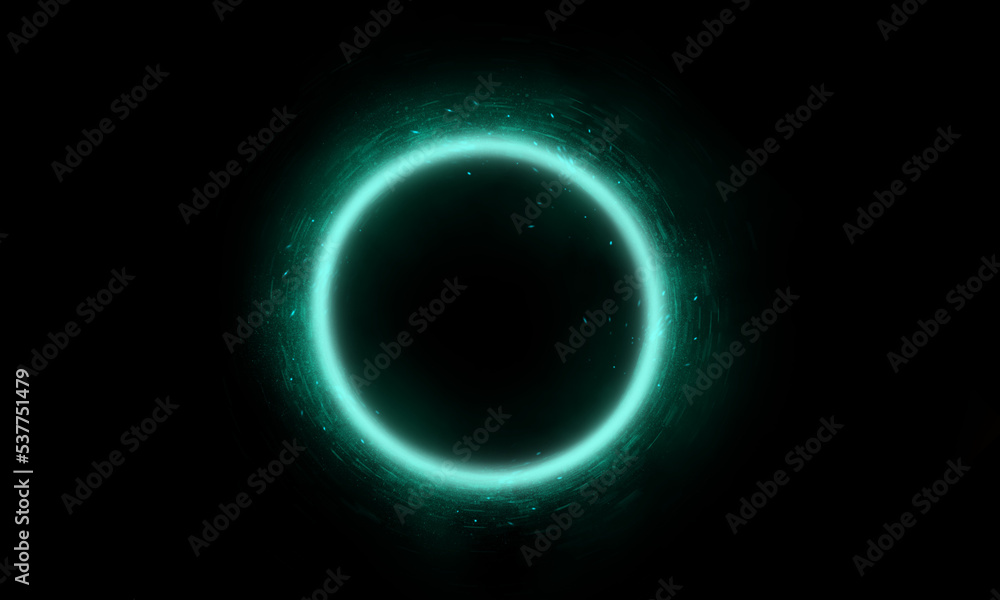 Technology green bright circle on black background. Technology green bright circle on black background.