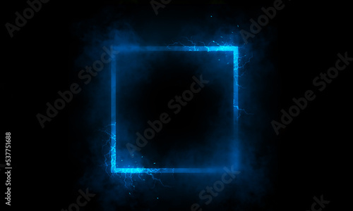 Blue square light effect on black background. Light effect.