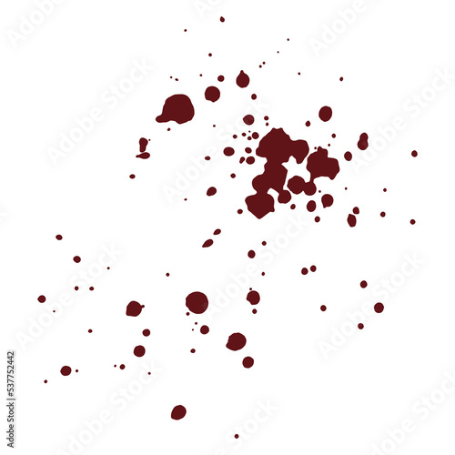 Drops of watercolor splashes, from wine, blood, paint, red burgundy color. High quality photo