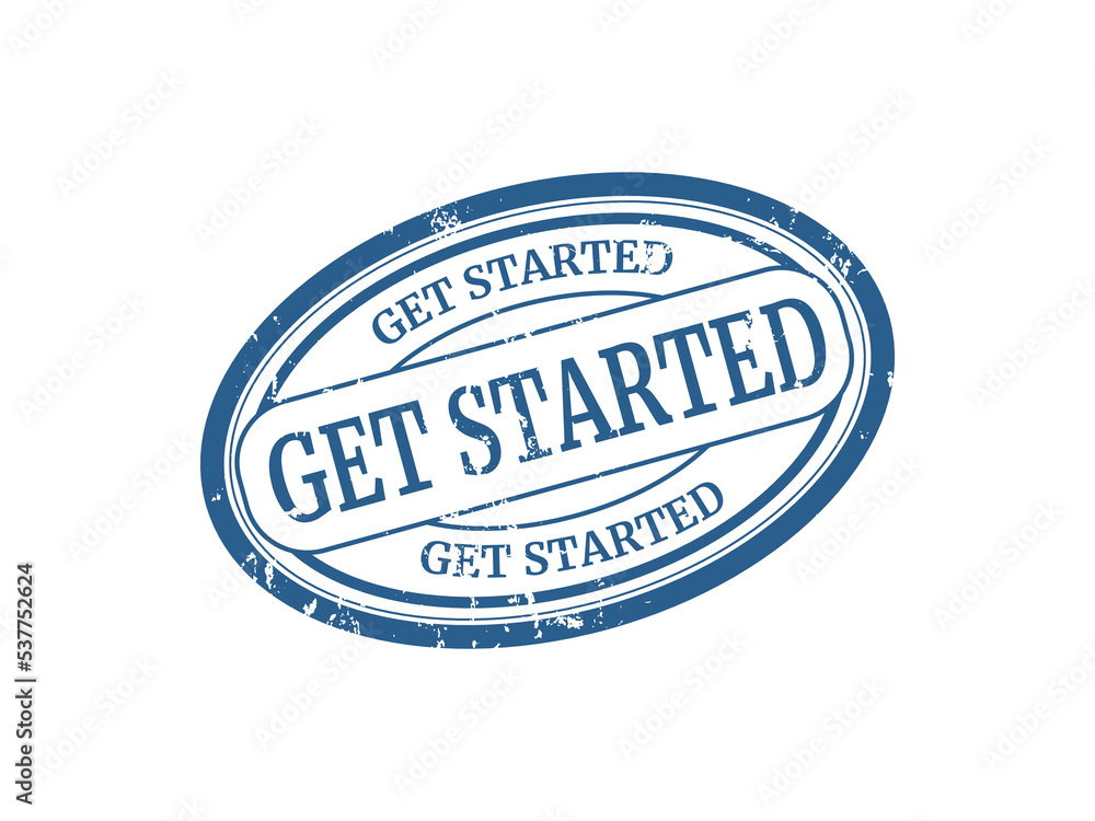 Get started blue round grunge stamp Get started blue round grunge stamp