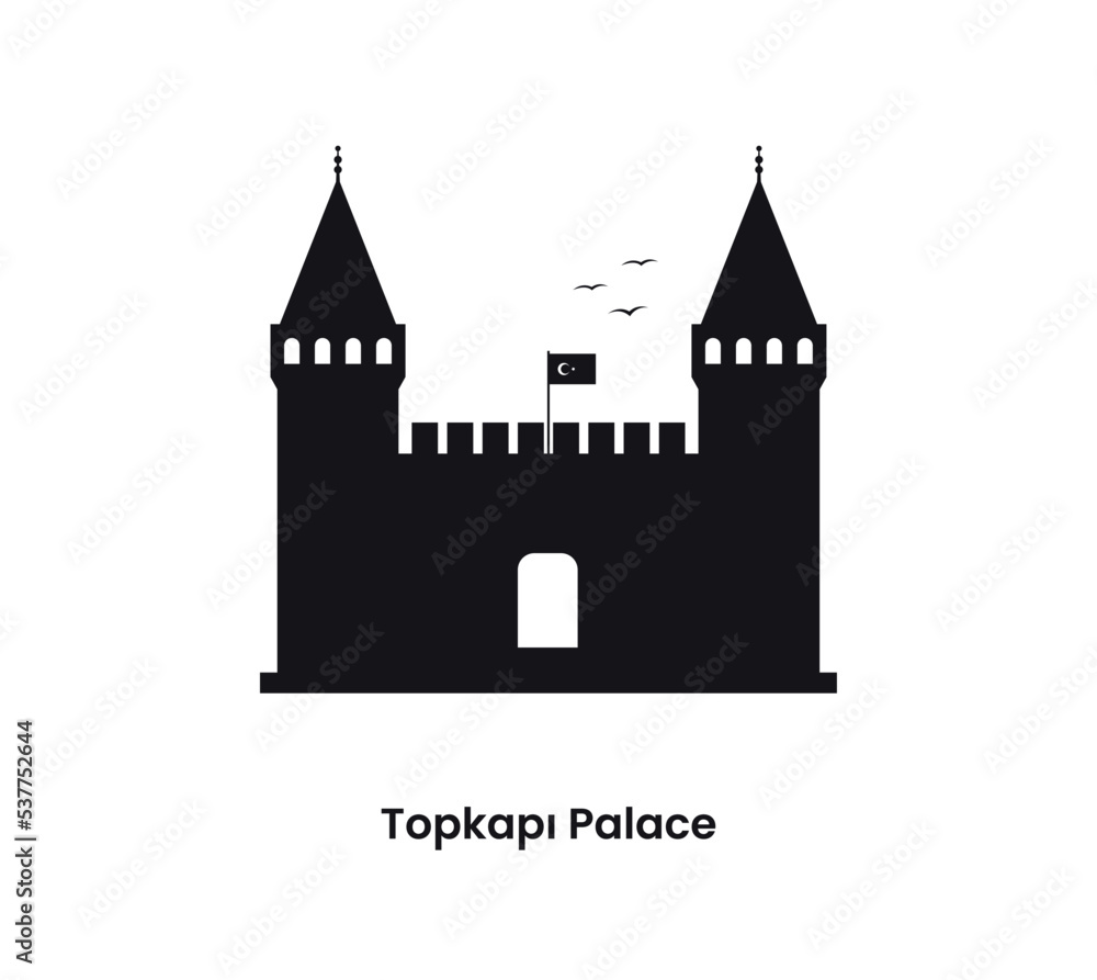 Istanbul Turkey concept. Silhouette of the Topkapi palace. Vector illustration isolated on a white background. Istanbul Turkey concept. Silhouette of the Topkapi palace. Vector illustration isolated on a white background.