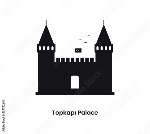 Istanbul Turkey concept. Silhouette of the Topkapi palace. Vector illustration isolated on a white background.  © Kvetka.design