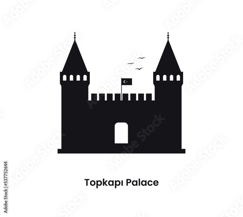 Istanbul Turkey concept. Silhouette of the Topkapi palace. Vector illustration isolated on a white background. 