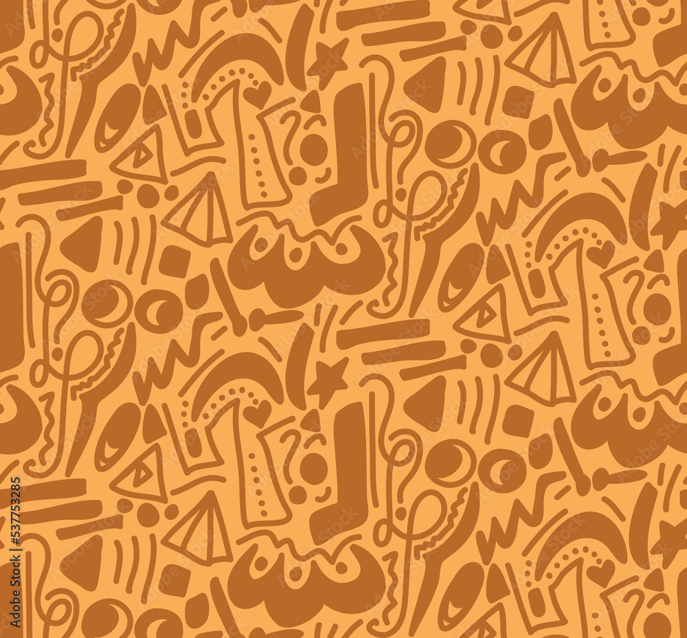 Fototapeta premium Abstract Hand Drawing Geometric Shapes Icons Symbols Doodle Seamless Vector Pattern Isolated Background