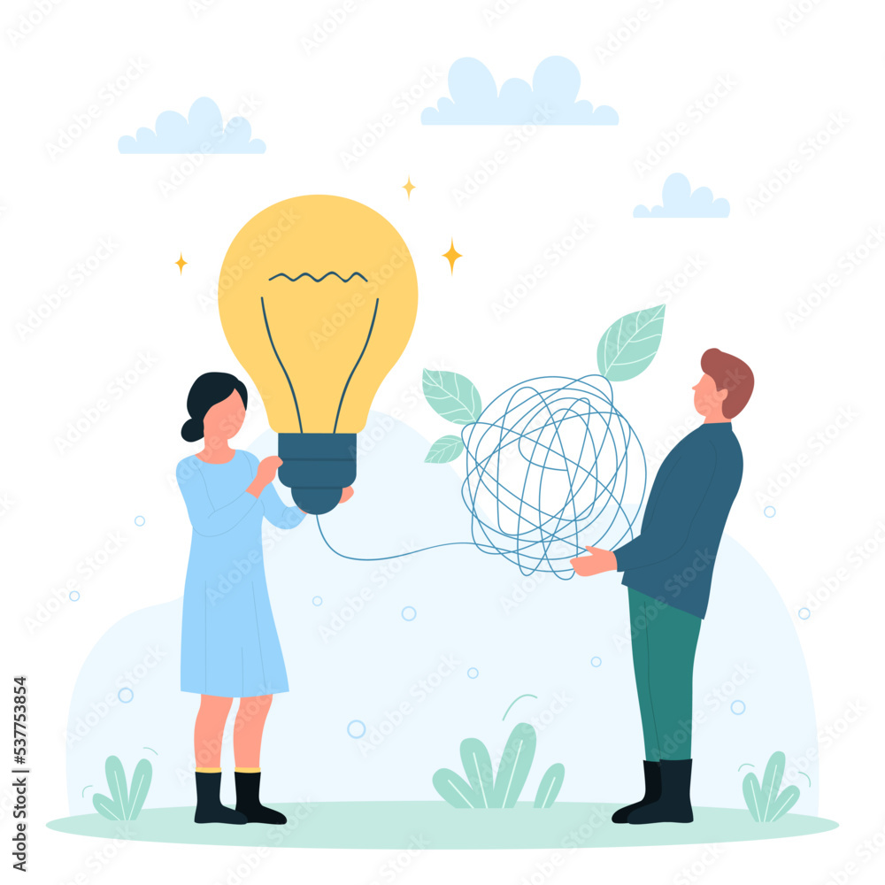 Idea, solution, insight management and creative mind progress vector ...