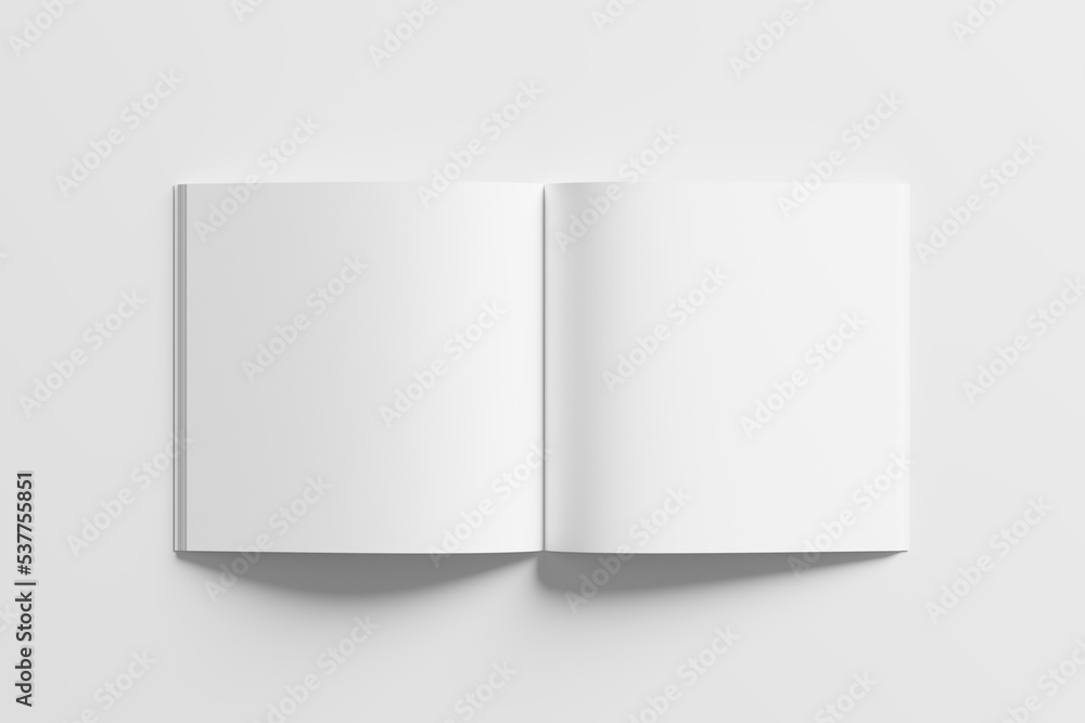 Square Magazine Brochure 3D Rendering White Blank Mockup Square Magazine Brochure 3D Rendering White Blank Mockup