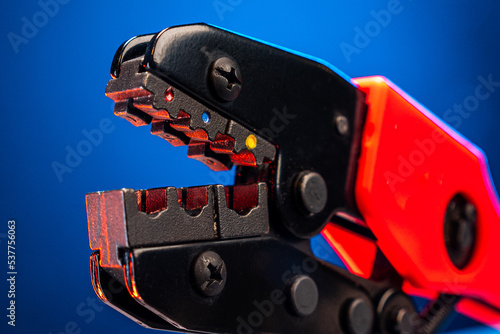 Wire crimping tool. Electrical equipment