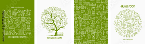 Organic Farm Background For your Design. Harvest Festival. Agriculture collec...