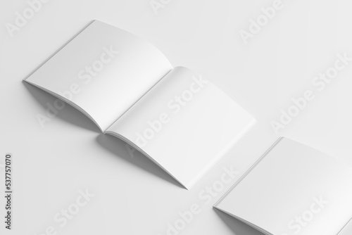 Square Magazine Brochure 3D Rendering White Blank Mockup