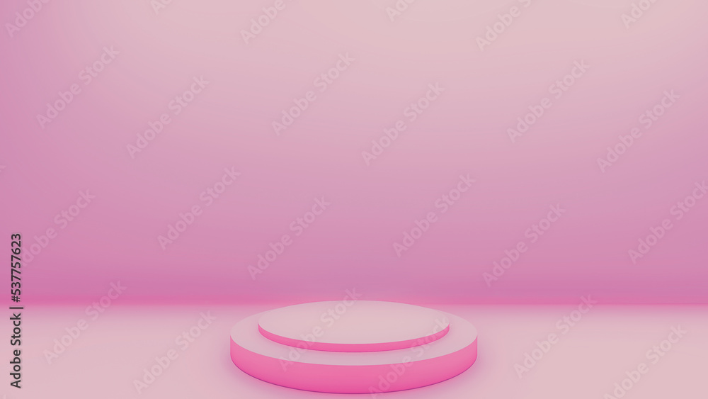 Empty podium or pedestal display on pink bakcground with round box stand concept. Blank product standing backdrop Empty podium or pedestal display on pink bakcground with round box stand concept. Blank product standing backdrop