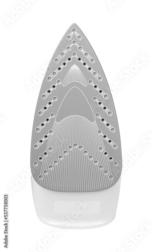 Iron soleplate isolated on white background. The basis of an electric iron. Holes in the soleplate of the steam iron.