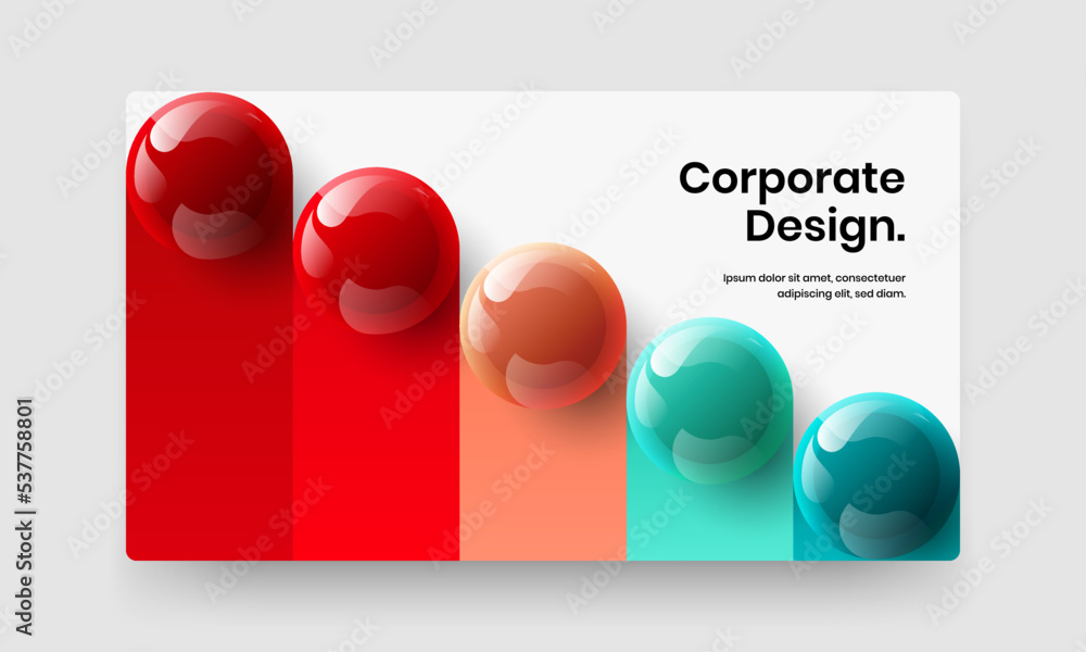 Premium brochure vector design illustration. Creative realistic spheres web banner layout.