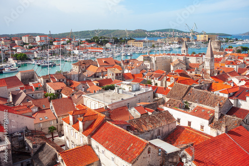 Trogir Croatia old city and port view from above 