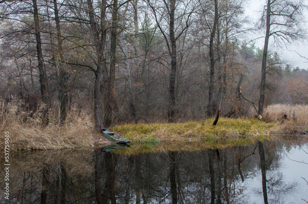 Autumn landscape on the river with trees Autumn landscape on the river with trees
