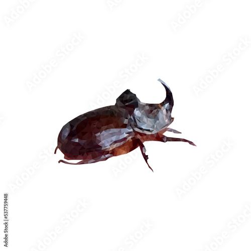 Vector low poly rhinoceros beetle. Vector illustration polygonal bug