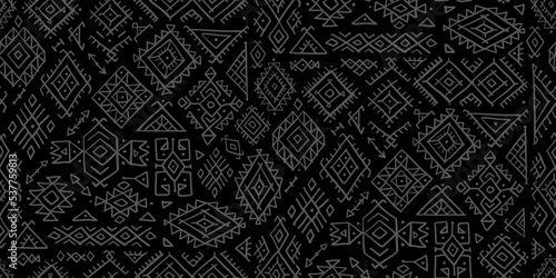 Tribal decorative background. Ethnic seamless pattern. Aztec geometric backdrop. Native american ornament. Vector illustration photo