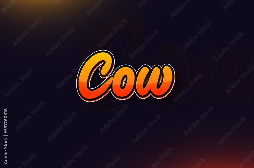 Text design of Animal name Cow Text design of Animal name Cow