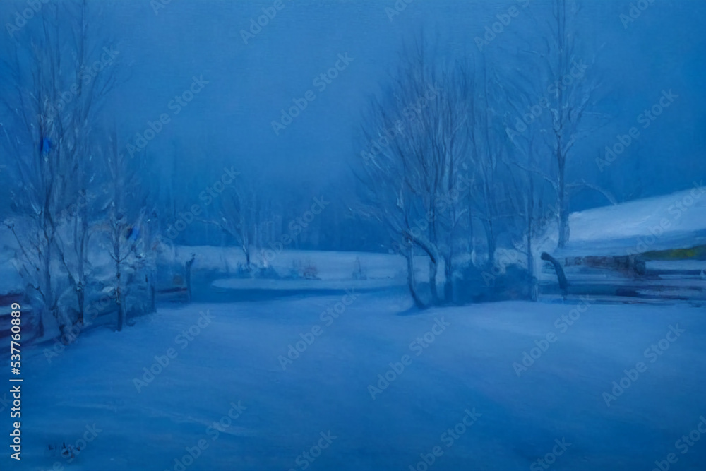 The snow-covered empty space, Generative AI The snow-covered empty space, Generative AI