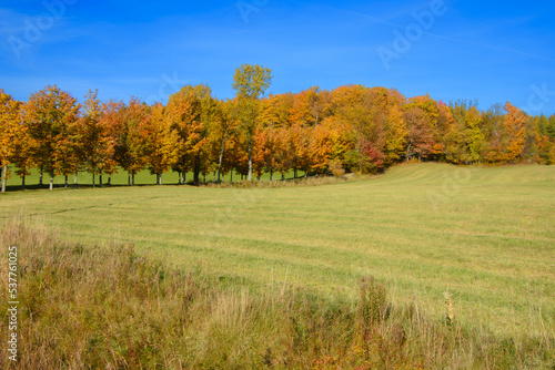 Beautiful fall colors in the Canadian countryside at fall in the province of Quebec