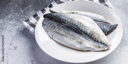 fillet mackerel raw fish seafood cooking meal food snack on the table copy space food background