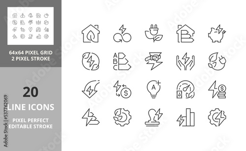 energy efficiency 64px and 256px editable vector set