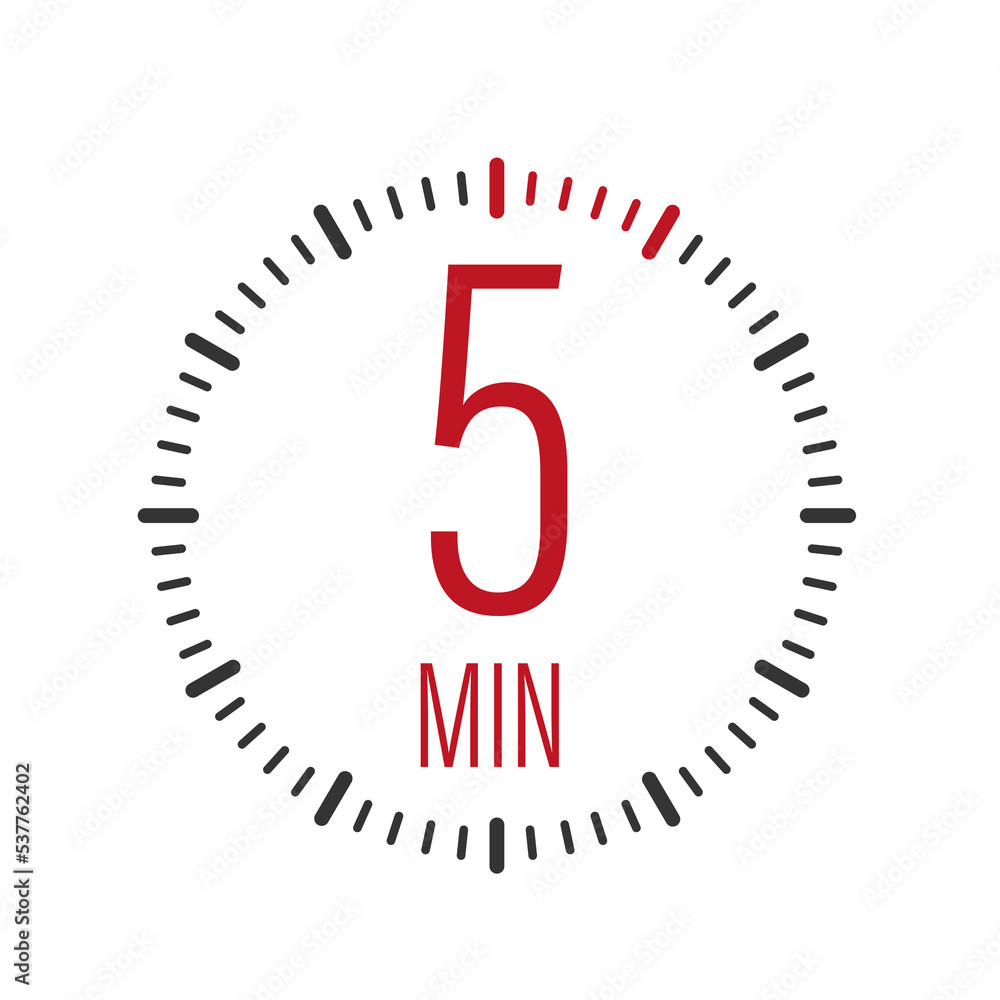 The 5 minutes, stopwatch vector icon. Stopwatch icon in flat style The 5 minutes, stopwatch vector icon. Stopwatch icon in flat style