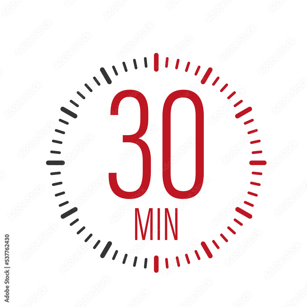 The 30 minutes, stopwatch vector icon. Stopwatch icon in flat style