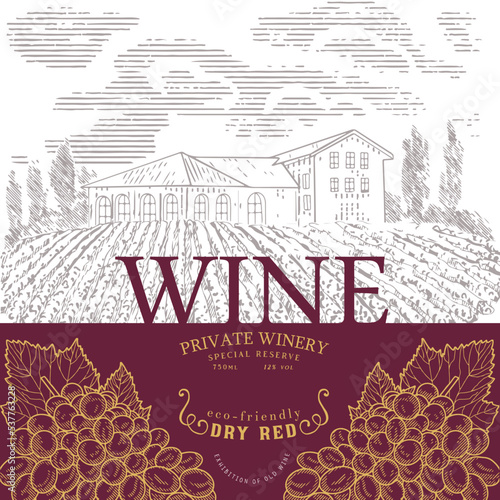 Vintage-style wine label