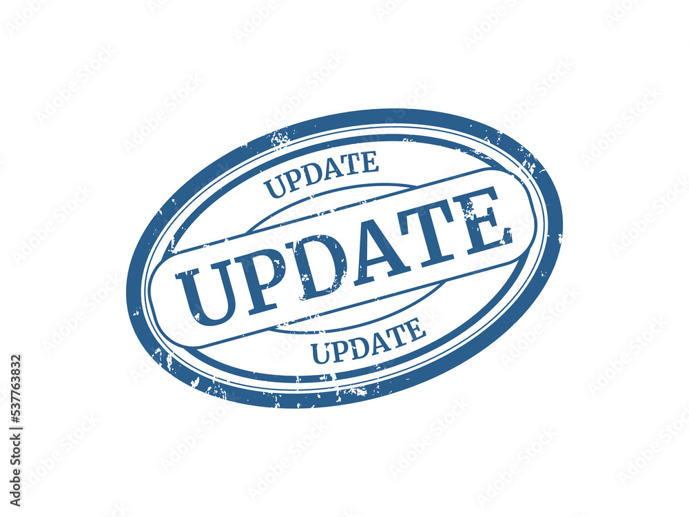 Blue update stamp with white background Blue update stamp with white background
