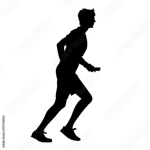 silhouette of a running young man