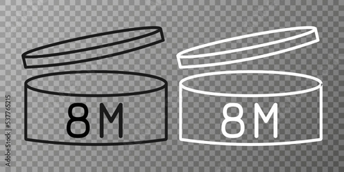 Expiration date 8 month icon. Period after opening symbol. Vector Illustration.