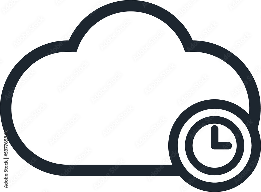 Cloud icon and clock symbol. Cloud icon and clock symbol.