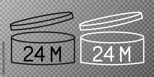 Expiration date 24 month icon. Period after opening symbol. Vector Illustration.