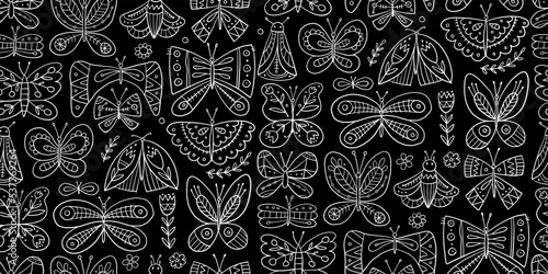 Ornate colorful butterflies. Seamless pattern background for your design
