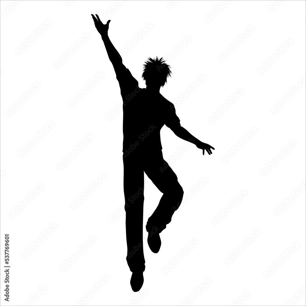 Naklejka premium art illustration abstract symbol youth day logo silhouette icon of male boy young man person dance party freedom